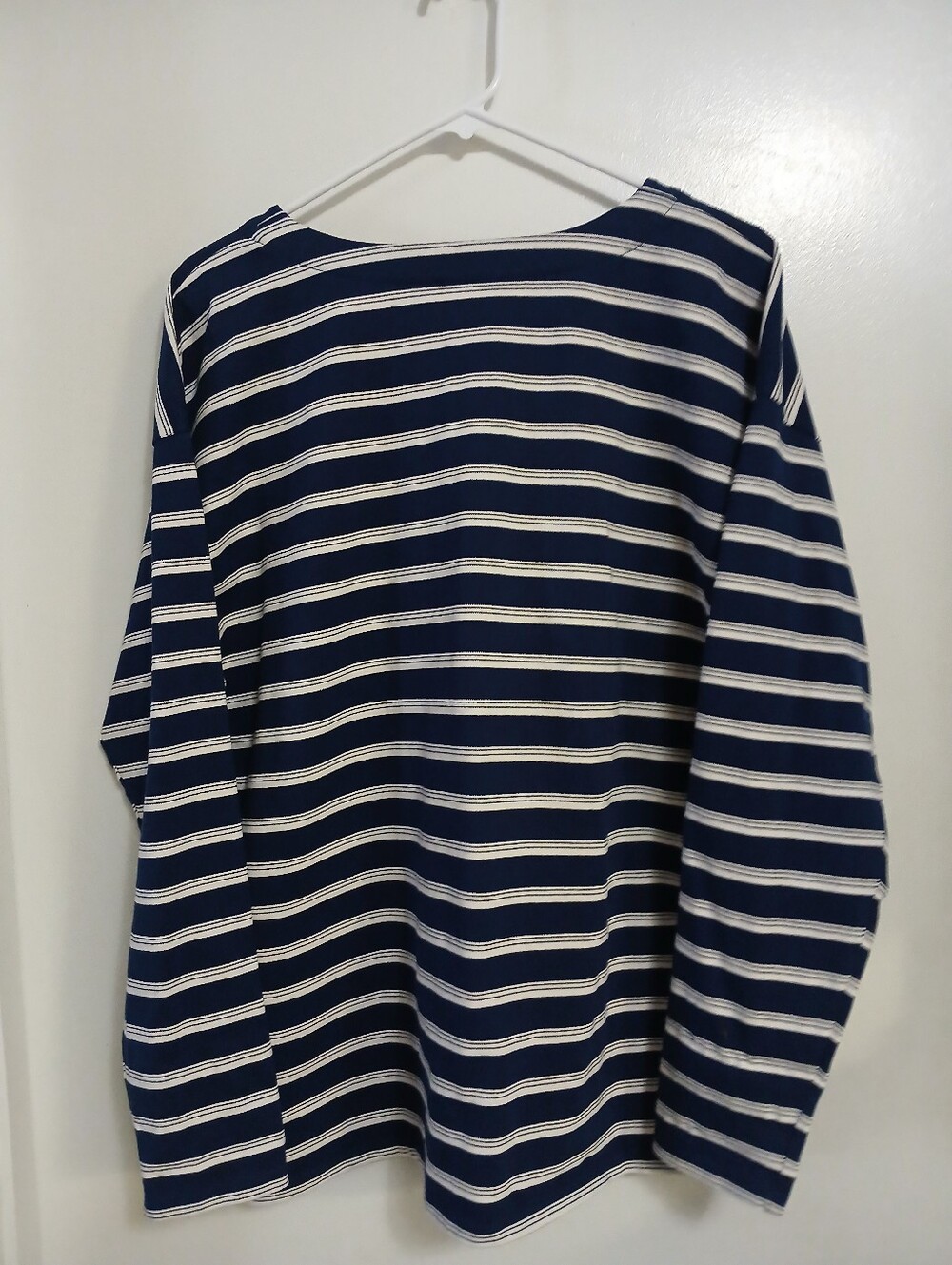 Lands End Womens Dropped Shoulder Tunic L/P 12-14 Nautical Navy/White